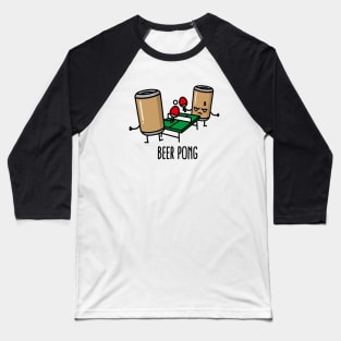 Beer pong cartoon ping pong table tennis beer can Baseball T-Shirt